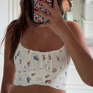 Sky To Moon Floral White Women's Top, Size S